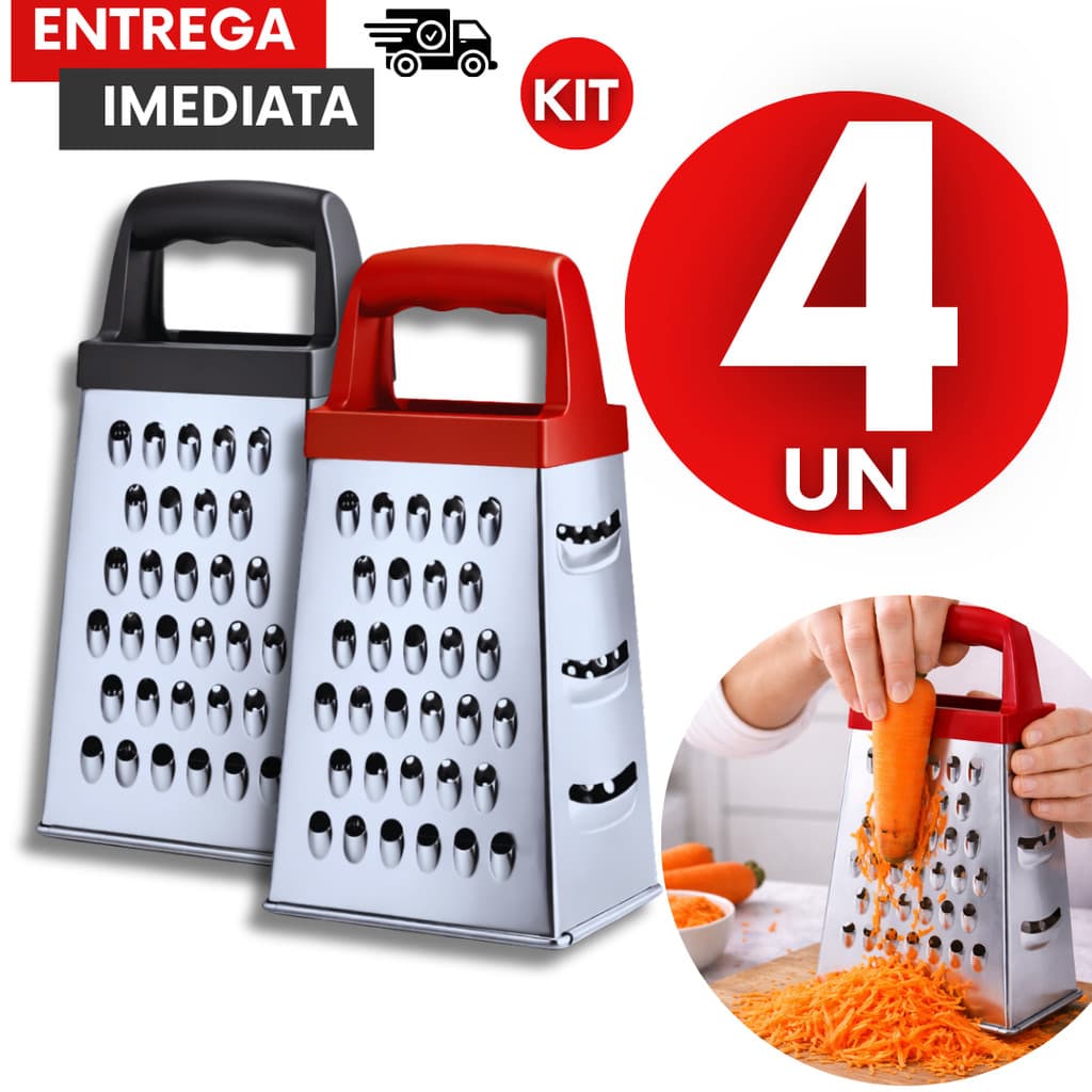Ralador Multiuso Aço Inox 4 Lados 18cm Frutas Legumes Queijo Cozinha Utilidades Domestica