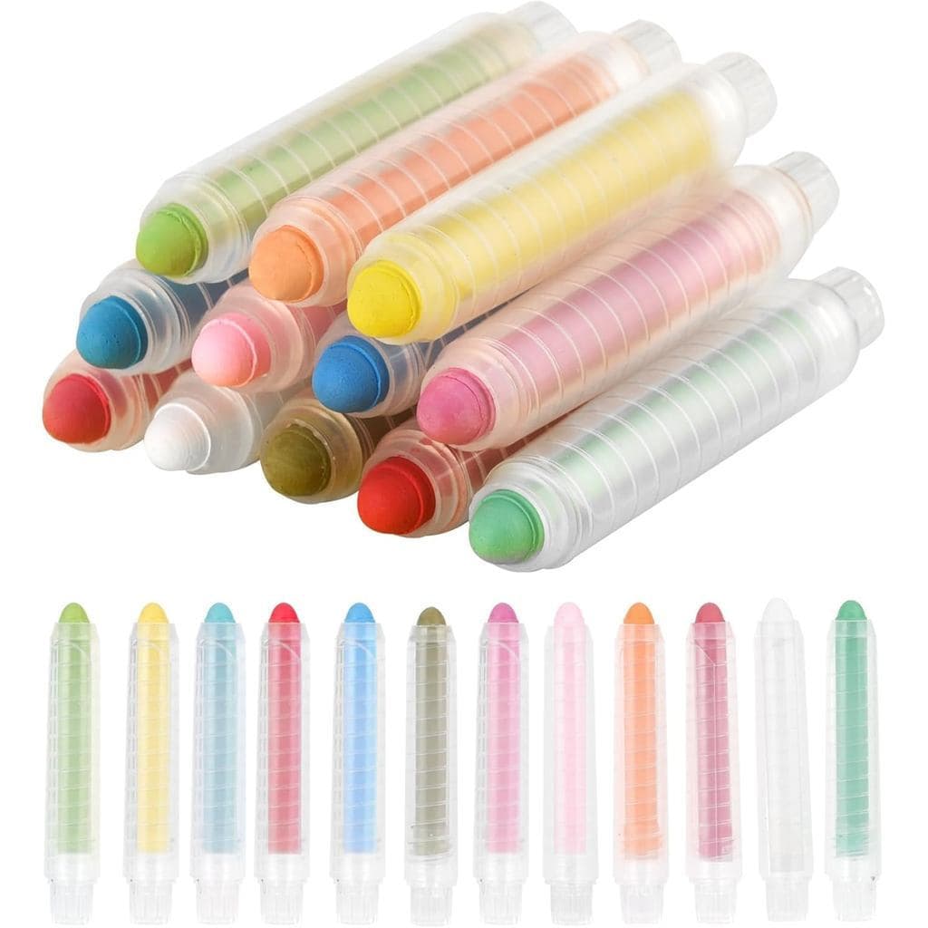 Novo Giz Sem Pó para Crianças, Giz Colorido para Calçada com Suporte, Giz Não Tóxico e Lavável para Desenho e Escrita em