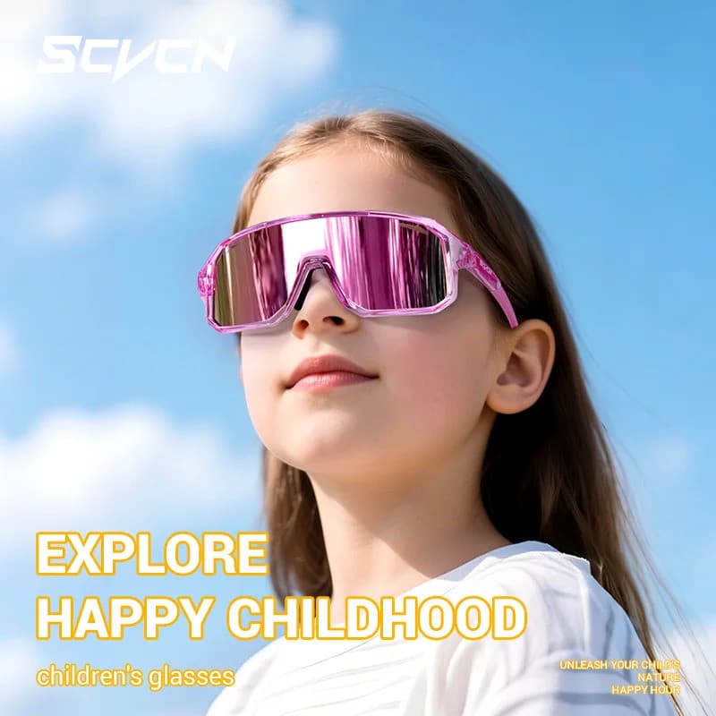 SCVCN Crianças Óculos De Ciclismo Meninos Meninas Esportes Ao Ar Livre Pesca UV400 Acampamento MTB Bicicleta Equipamento