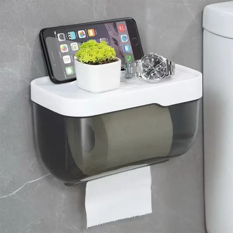 Suporte de Parede para Banheiro/Caixa de Armazenamento com Porta-Papel Higiênico/Sem Necessidade de Furação, pronto para