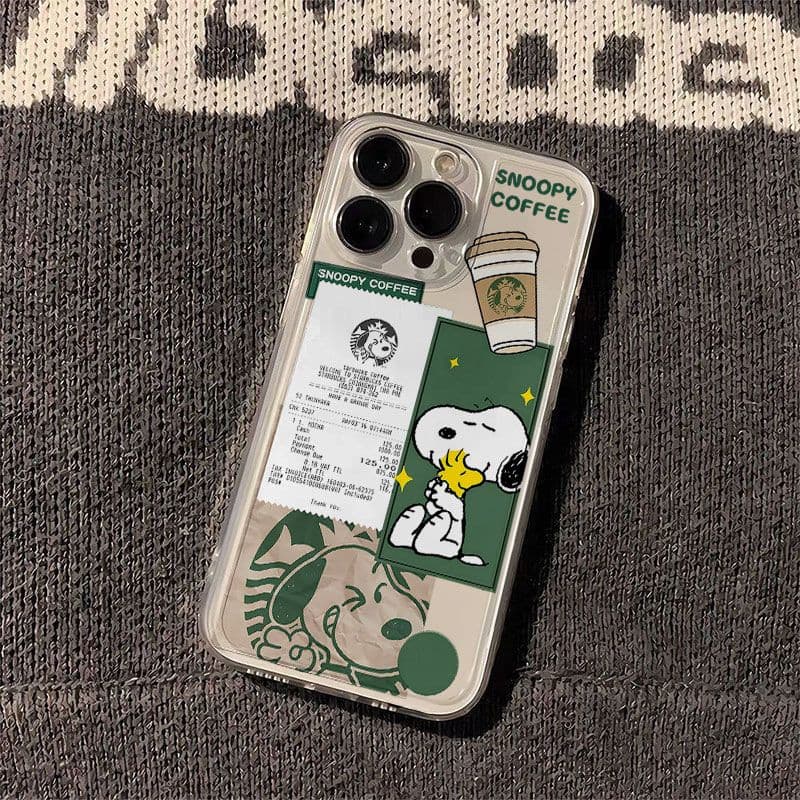 Capinha Capa Para MOTO G04 G13 G14 G15 G20 G22 G32 G34 G35 G60 G84 Transparente À Prova de Choque Café Snoopy