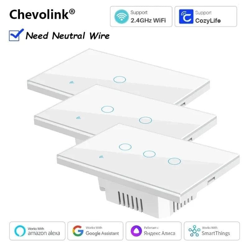 Tuya Vida Inteligente Casa WiFi Interruptor De Parede Remoto Sem Fio Controle Voz Sensor Toque LED Interruptores Luz Ale