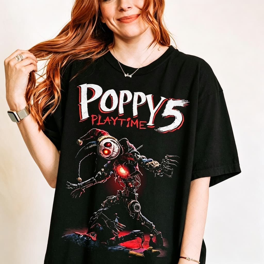 「BR.Moonlight」Camiseta Unissex Comfort Colors Poppy Playtime 5 Jogo de Horror Características Assustadoras Gráfico Es...