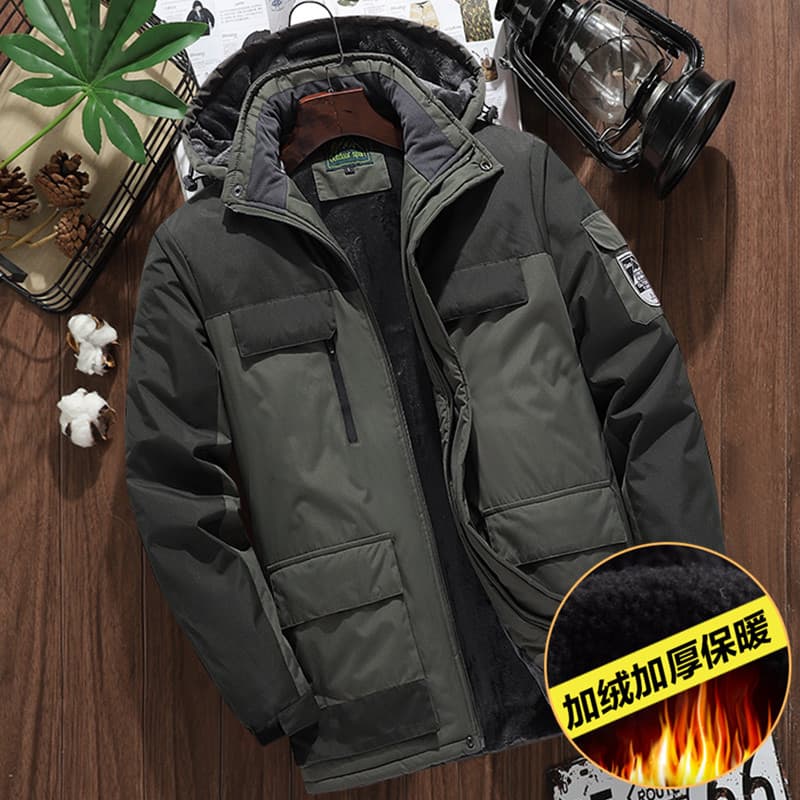 Jaqueta para idosos de meia-idade masculina outono jaqueta de meia-idade velo engrossado topo outono inverno estilo pai