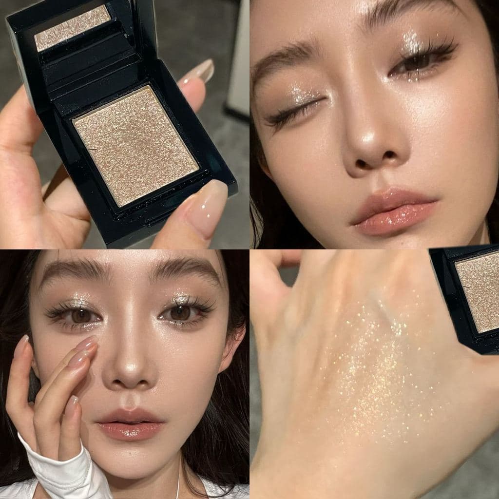 HERORANGE Paleta de sombras monocromáticas com piscamento fino, alto brilho, bicho-da-seda integrado, brilho perolado, d