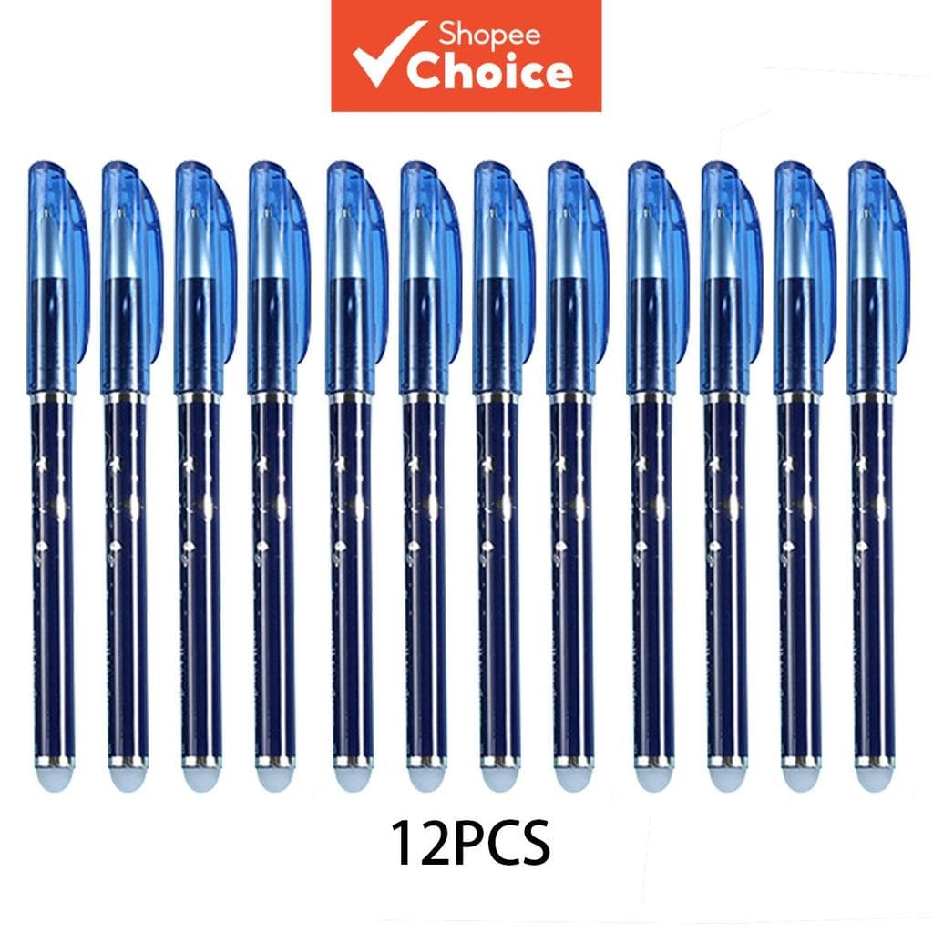 Canetas Apagáveis 12 Pacotes De 0.5 Mm , Gel De Ponta Fina Com Tinta Apagável Azul Ou Preta Para Escrita Limpa