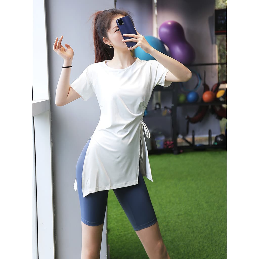 Roupas de Fitness femininas estilo longo capa nádegas Anti-constrangimento secagem rápida correndo roupas de Yoga de man