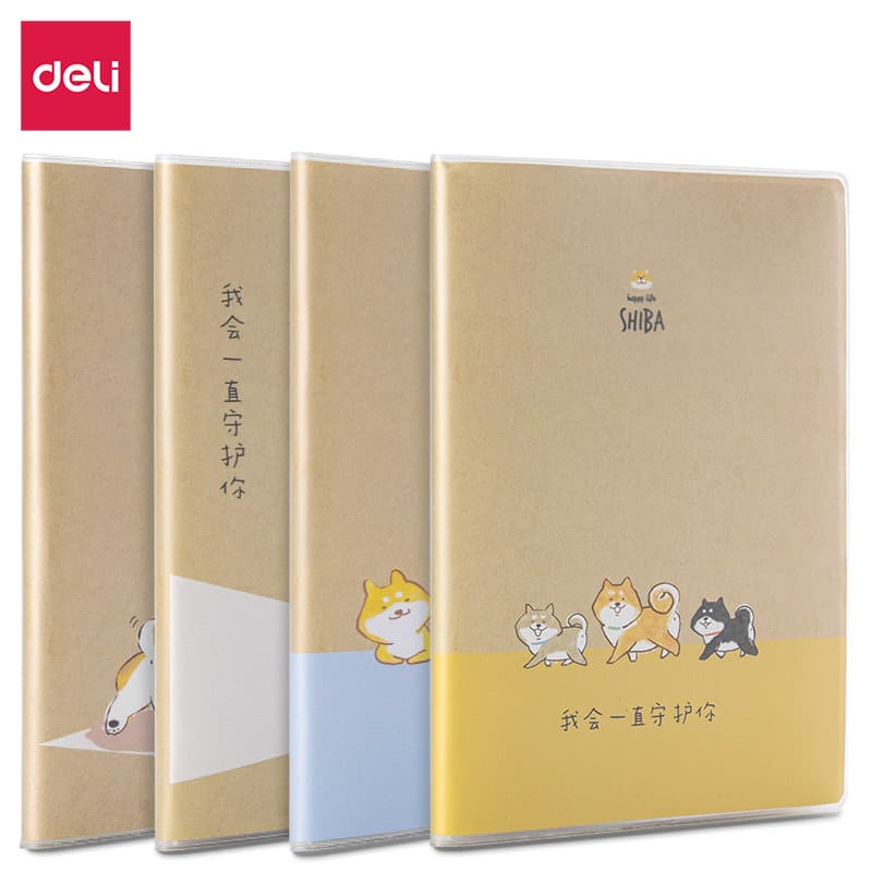 Deli Cartoon Capa de borracha Shiba Inu Diário Estudante Capa de borracha Notebook Bloco de notas de escritório Caderno