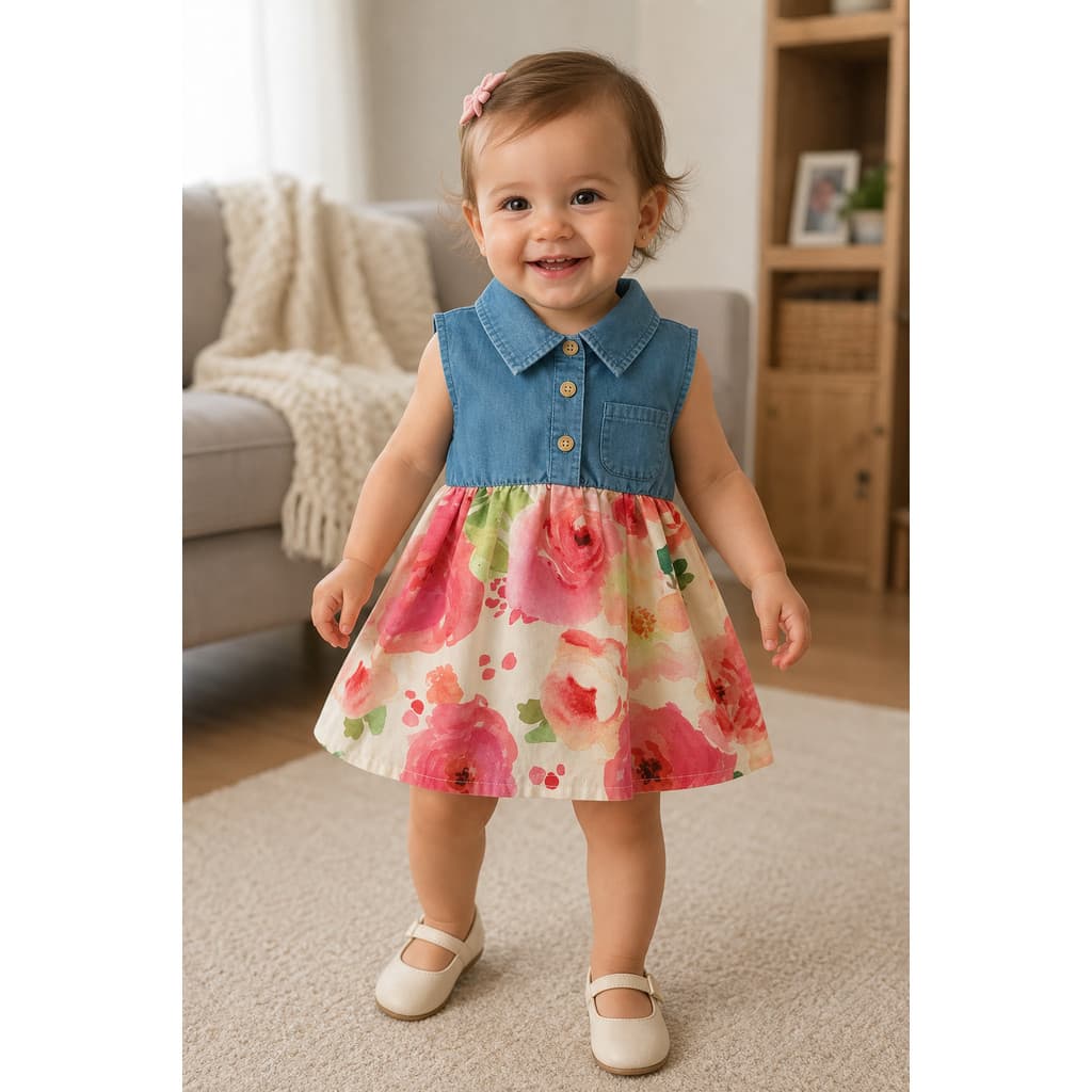 Vestido Infantil PatPat 12-18 Meses Seminovo Impecável - Estampa Exclusiva e Conforto Premium