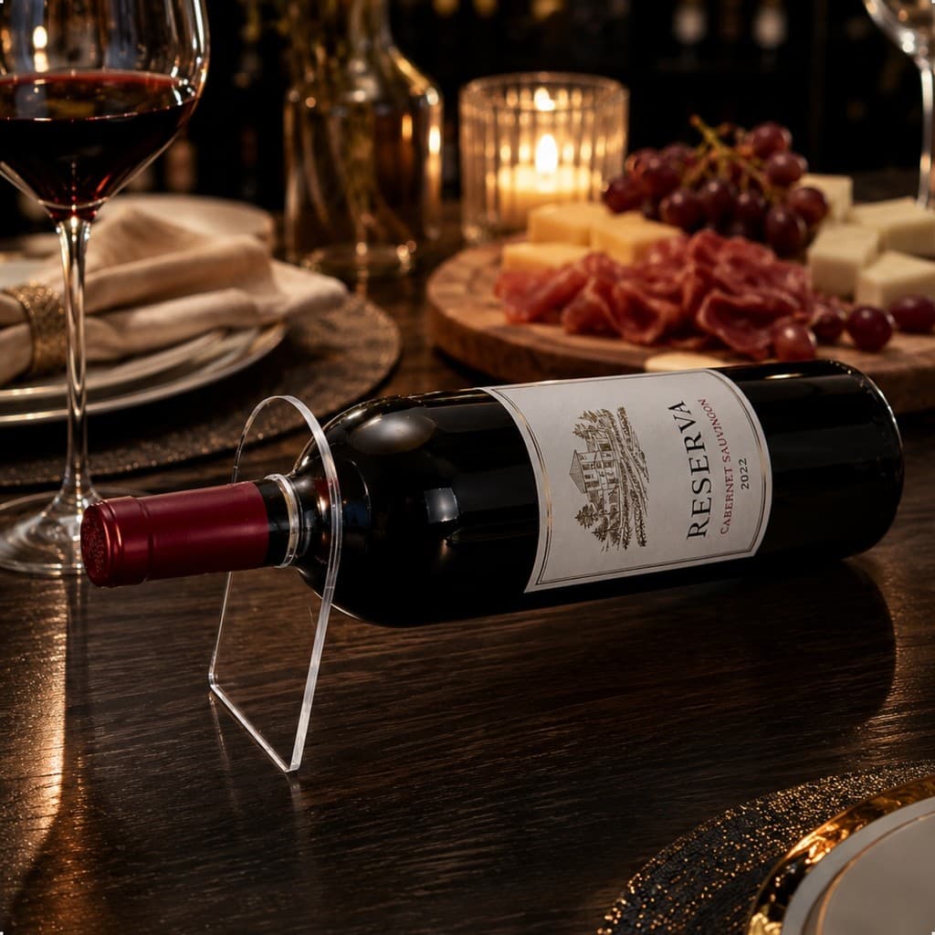 Suporte Apoio Porta Garrafa de Vinho Descanso de Mesa Moderno Estilo Design Gourmet  Adega  Luxo