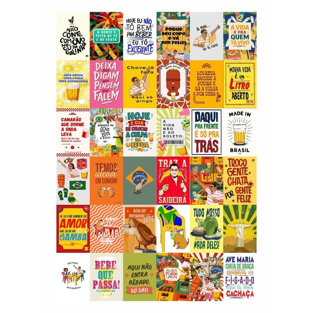 Kit 36 Etiquetas Frases de Boteco 🍻 Adesivos Divertidos para Copos e Garrafas