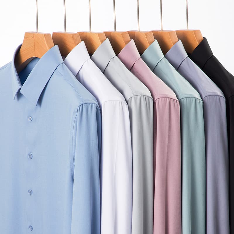 [Mulberry Silk] Camisa branca pura de manga comprida masculina de alta qualidade com cortina sem ferro camisa Casual de