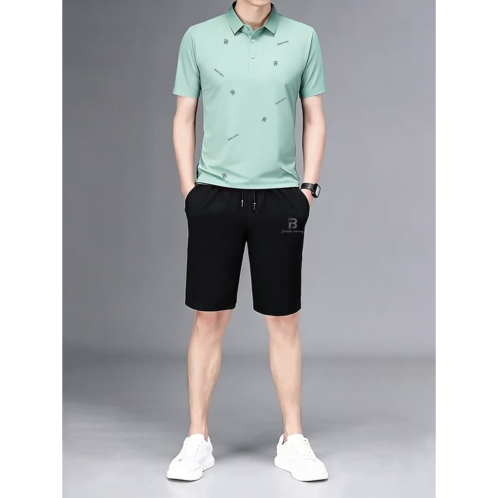 Moda Casual terno masculino 2026 verão Street Wear lapela camisa polo Shorts bonito combinando um conjunto de roupas esp