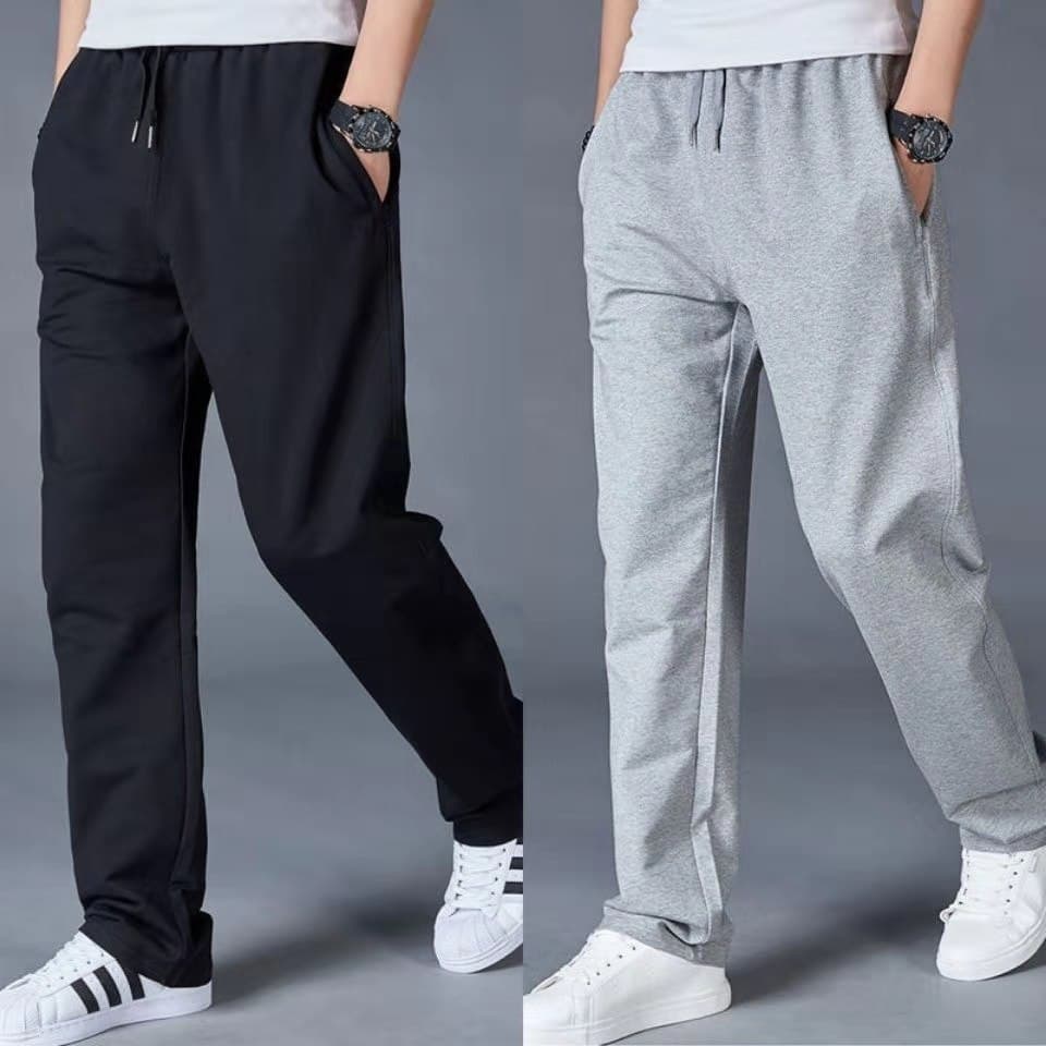 Primavera verão estilo fino calças esportivas masculinas algodão solto calças retas mais gordura plus Size masculino Cas