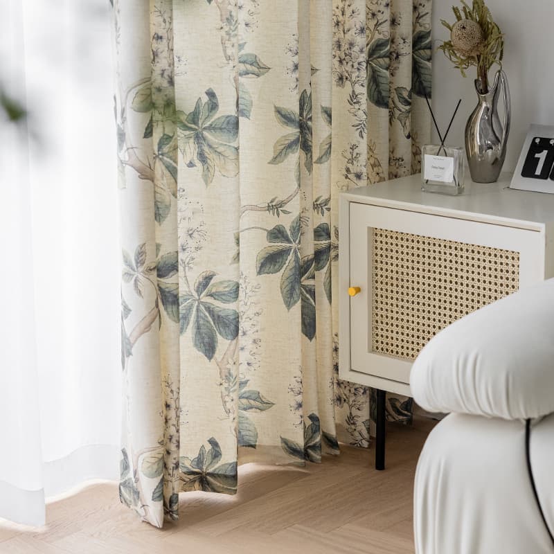 Novo estilo de cortinas de linho de algodão pequeno fresco Semi-Blackout país americano estilo Pastoral sala de estar qu