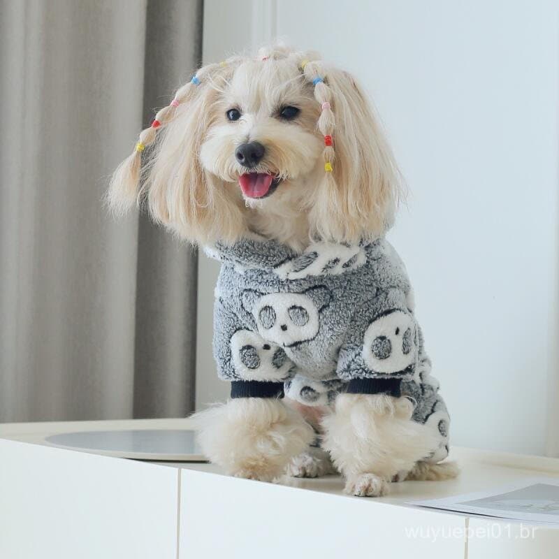 Pijama De Pelúcia Para Cães Pequenos , Roupa Quente Cachorro , Clima Frio , Fofo , Panda , Macacão Animais De Estimação