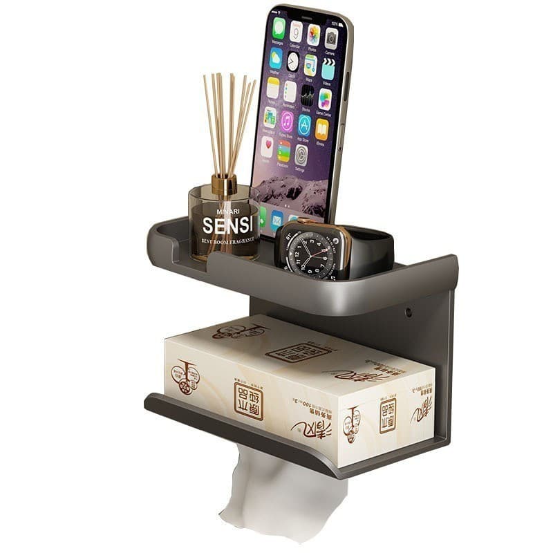 Suporte Porta Papel Higiênico Parede Adesivo Prateleira Celular Lenço Umedecido Banheiro