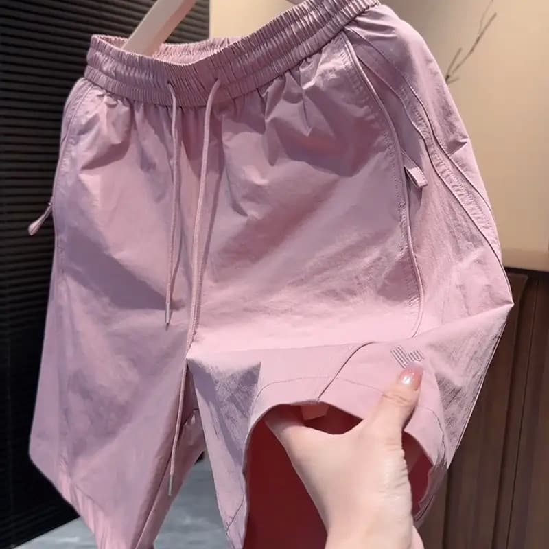 Shorts masculinos Street Wear verão solto versão coreana Casual calças de cinco pontos luz luxo moda cintura elástica Al