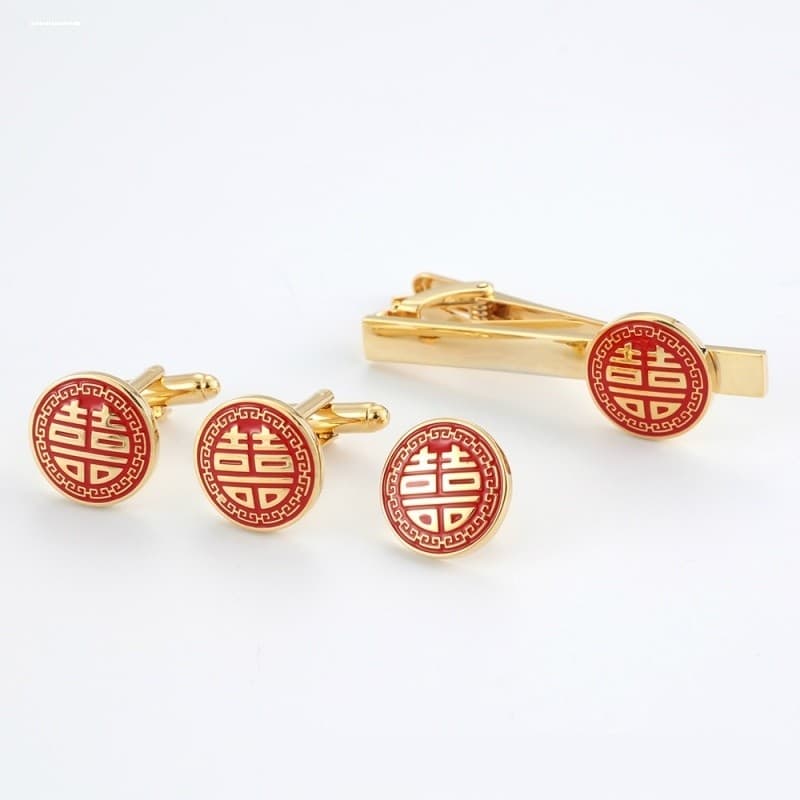 Casamento masculino palavra feliz abotoaduras conjunto dupla felicidade palavra gravata clipe abotoaduras broche noivo p
