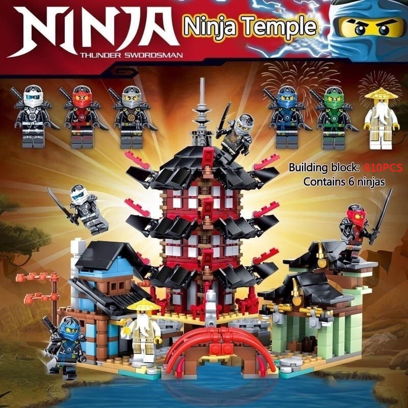810 Peças Blocos de Montar Templo Ninja - Brinquedo Educativo, Presente de Aniversário Infantil