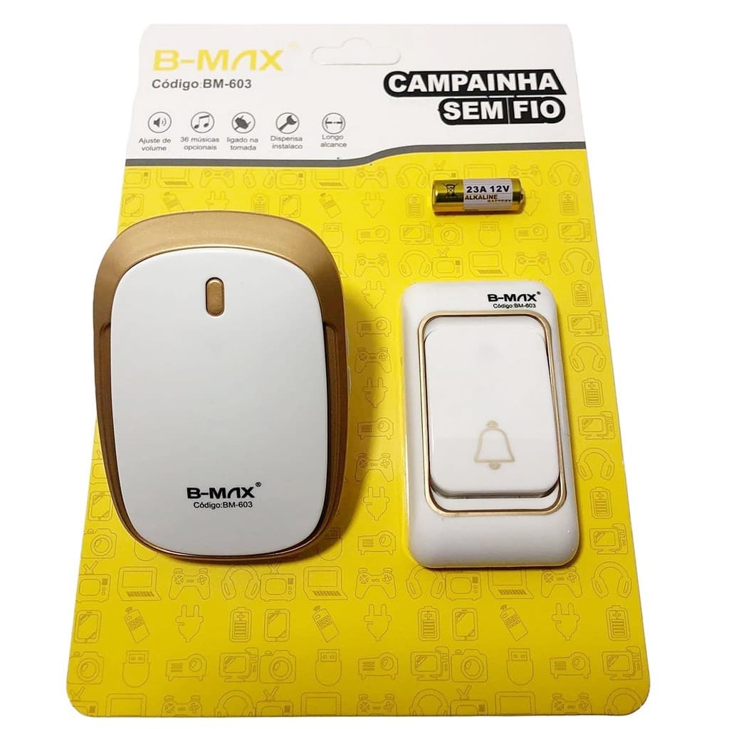 Campanhinha Sem Fio Longo Alcance A Bateria