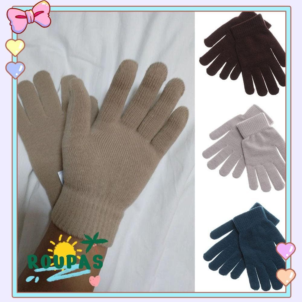 Luvas De Malha Com Nervuras ROUPAS , Grossas De Inverno Quentes Dedos Inteiros , Aquecedor Térmico De Pulso Feminino E M