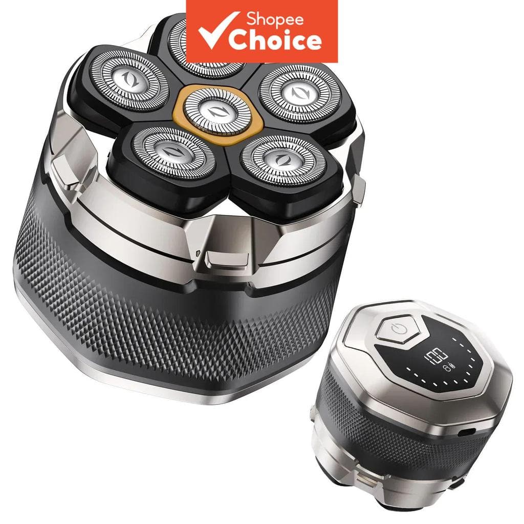 Barbeador Magnético para Homens Carecas, Elétrico à Prova d’Água IPX7, Recarregável