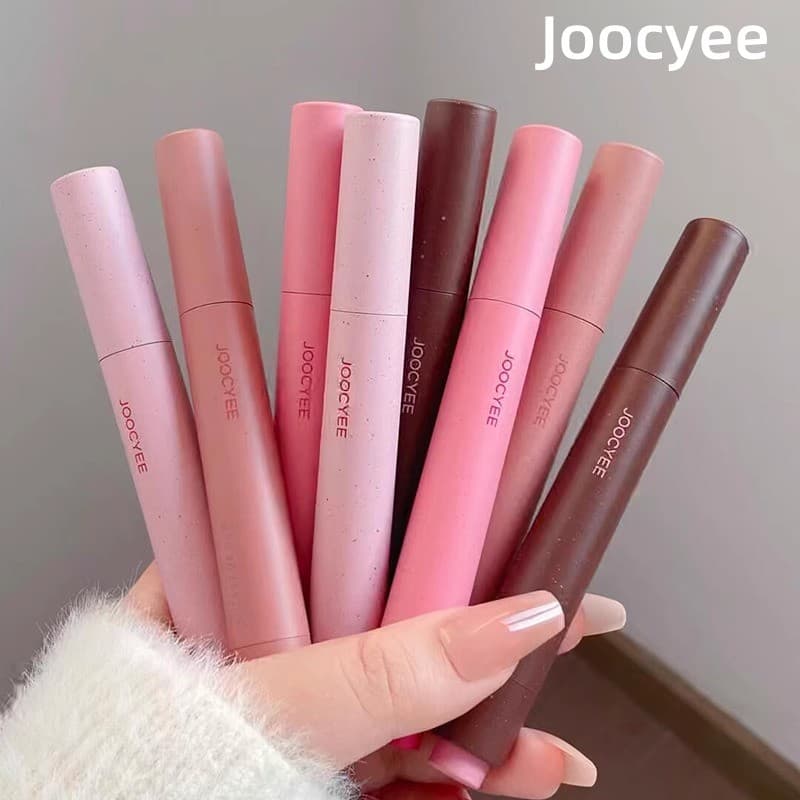 Rosa marrom série de duas cores joocyee enzima cor pó névoa batom caneta fosco batom Retro Nude cor clareamento