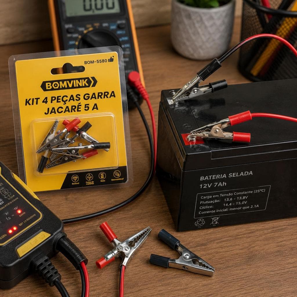 Kit 4 Peças Garra Jacaré 5A Bomvink BOM-5580 – Garra Metálica para Testes Elétricos