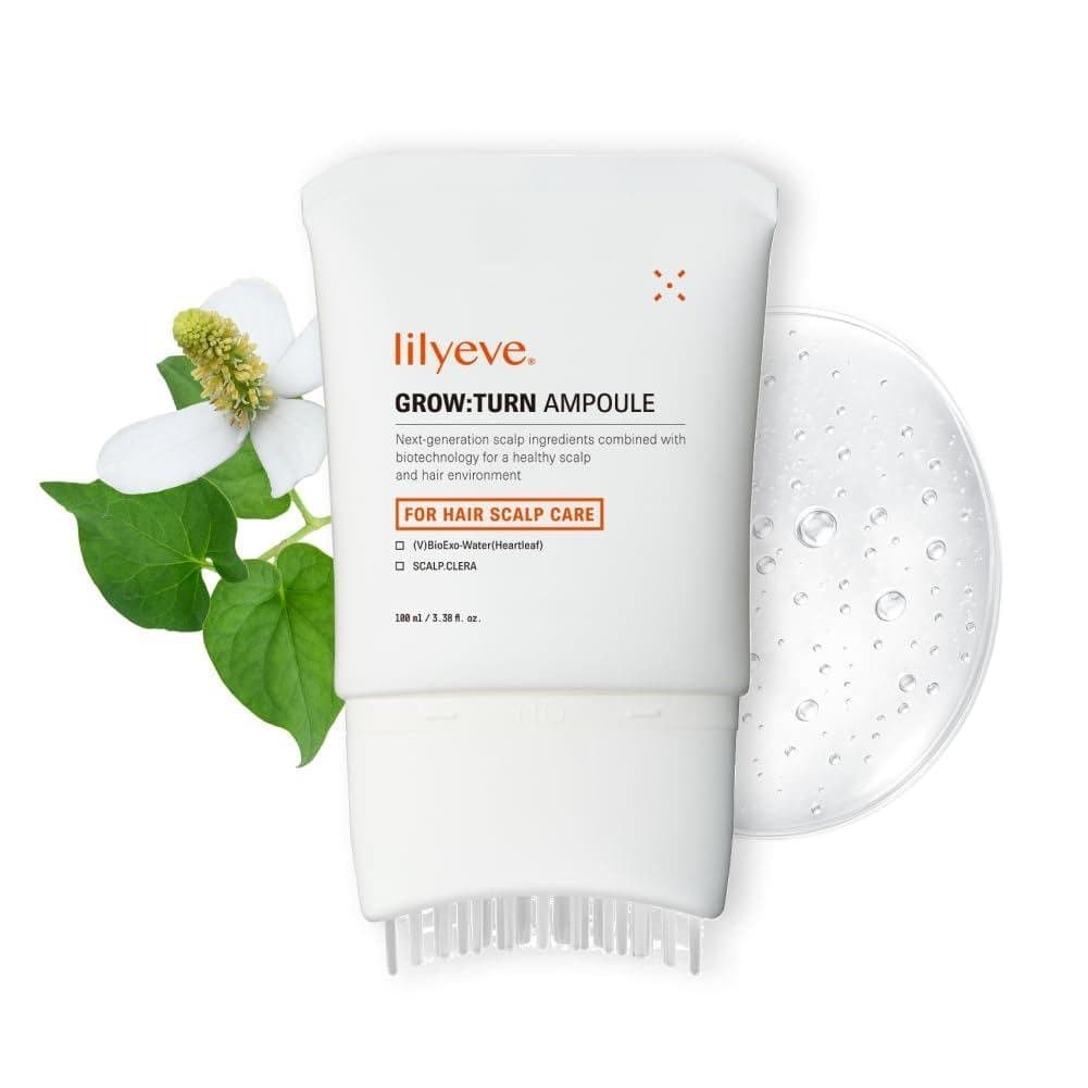 Sérum Capilar GROWTURN, com escova embutida, contém extrato de heartleaf para ativação, produto coreano para cuid