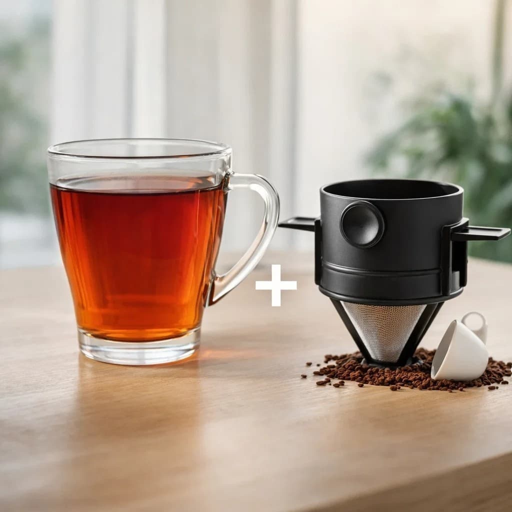 Kit café 3 canecas vidro 265ml + filtro coador portátil reutilizável