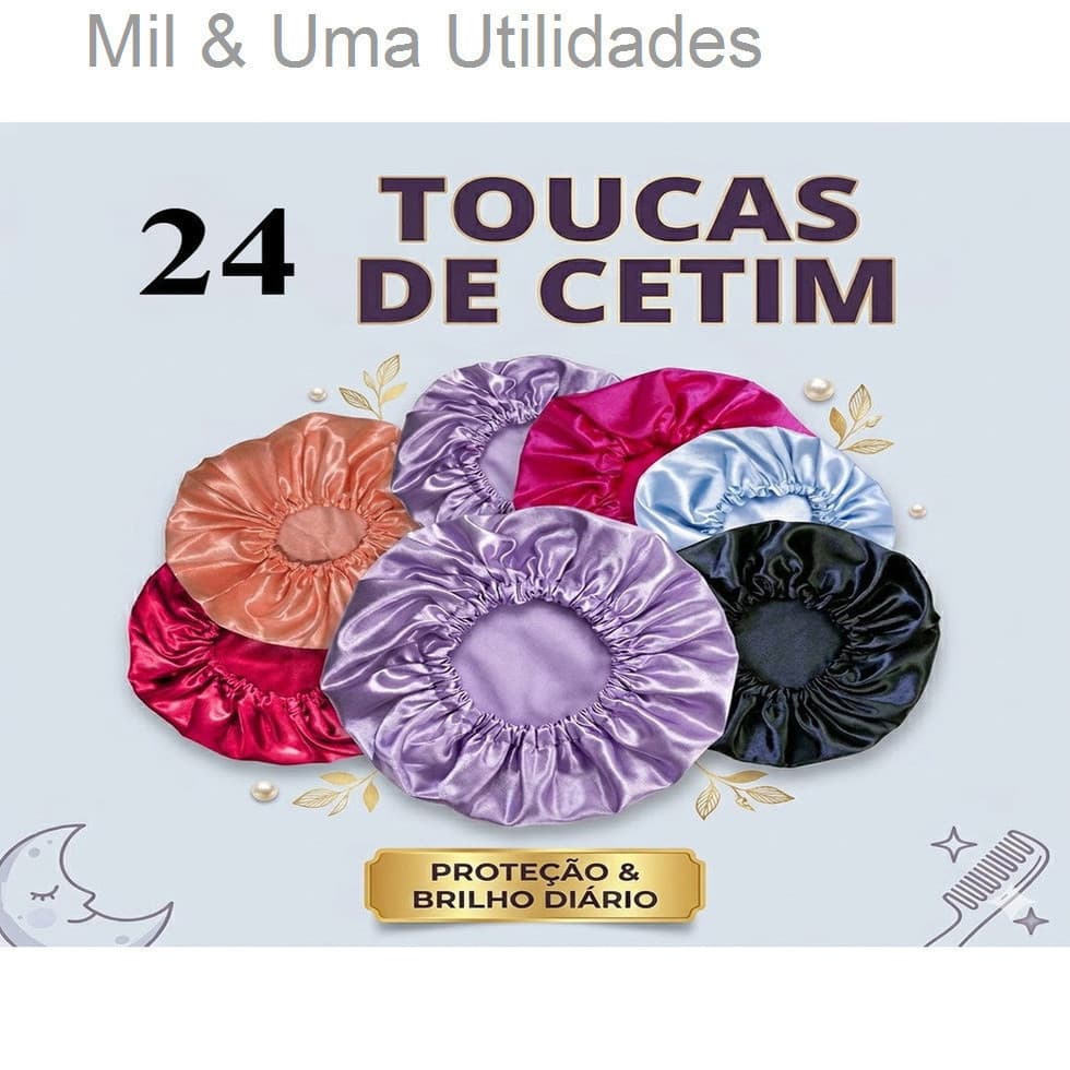 Kit com 24 toucas de cetim antifrizz - Para RevenderOB8UH5JWT3N4