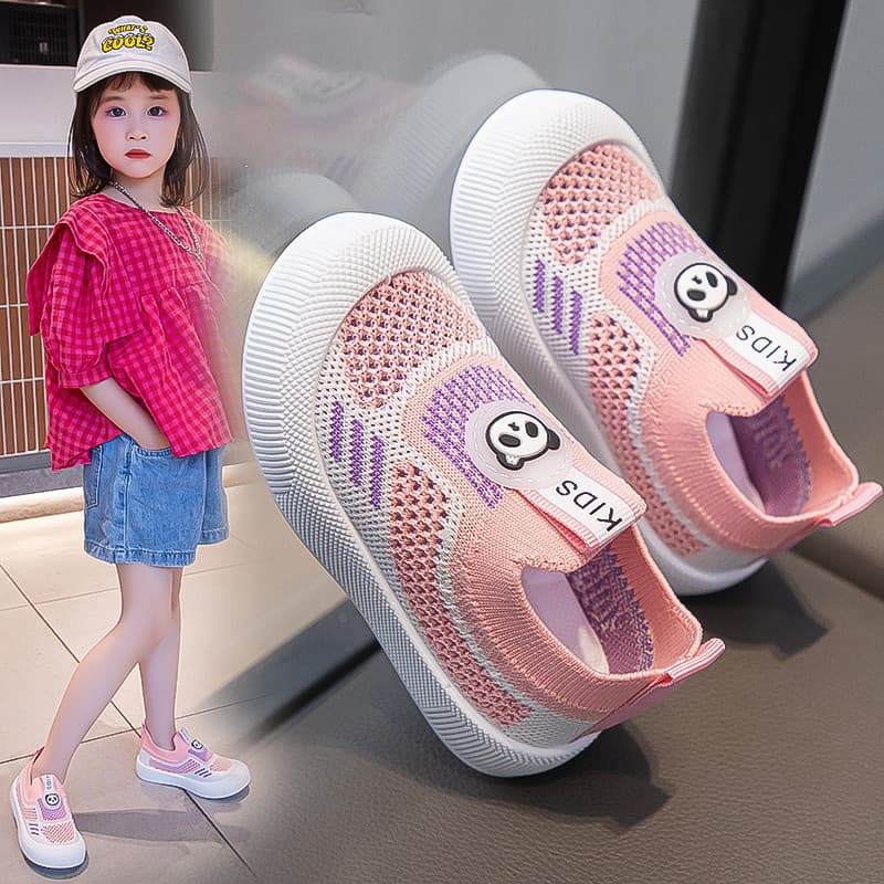2025 novo estilo sapatos esportivos infantis meninas antiderrapante respirável malha sapatos meninos bebê deslizamento e