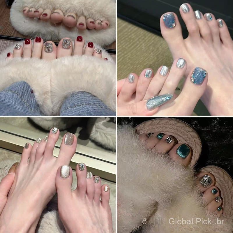 12 peças de adesivos para unhas dos pés feitos à mão, unhas postiças, novo produto de verão de 2026, adesivos para unhas