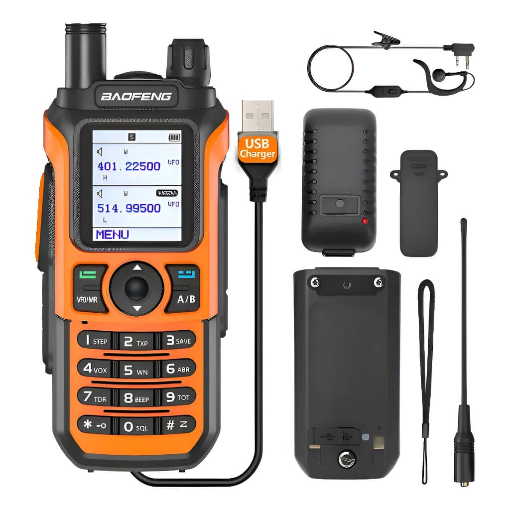 Rádio Baofeng Uv-21 Pro Walkie Talkie 10w Prova Dagua Poeira Laranja 127/220v