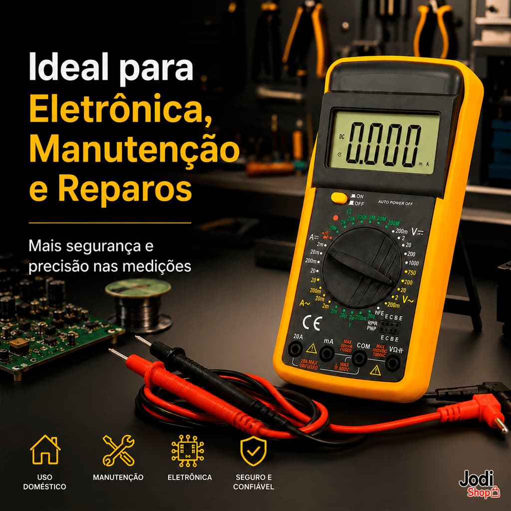 Multímetro Digital Com Teste De Continuidade Diodo E Transistor