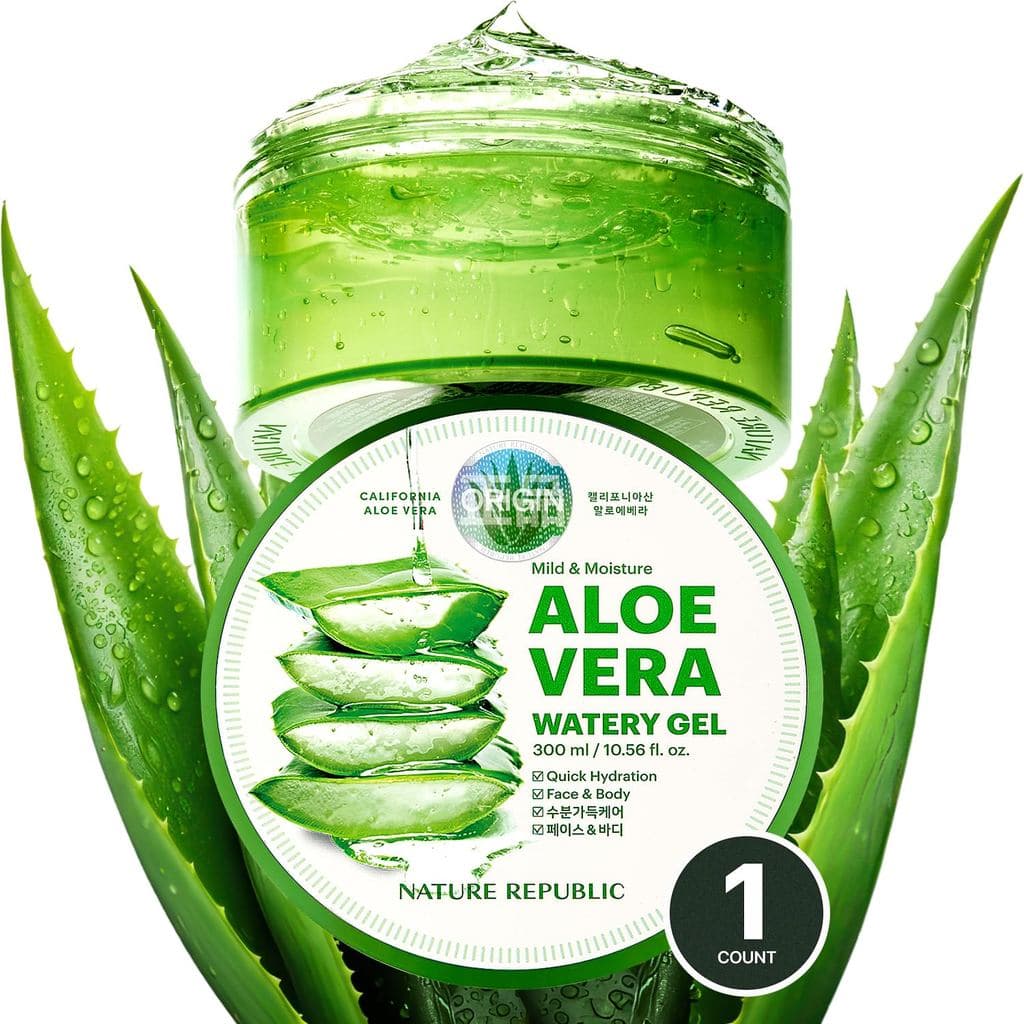 Nature Republic Gel Aquoso Suave e Hidratante de Aloe Vera (1 UNIDADE) |   Hidratante e Umectante, de Rápida Absorção e