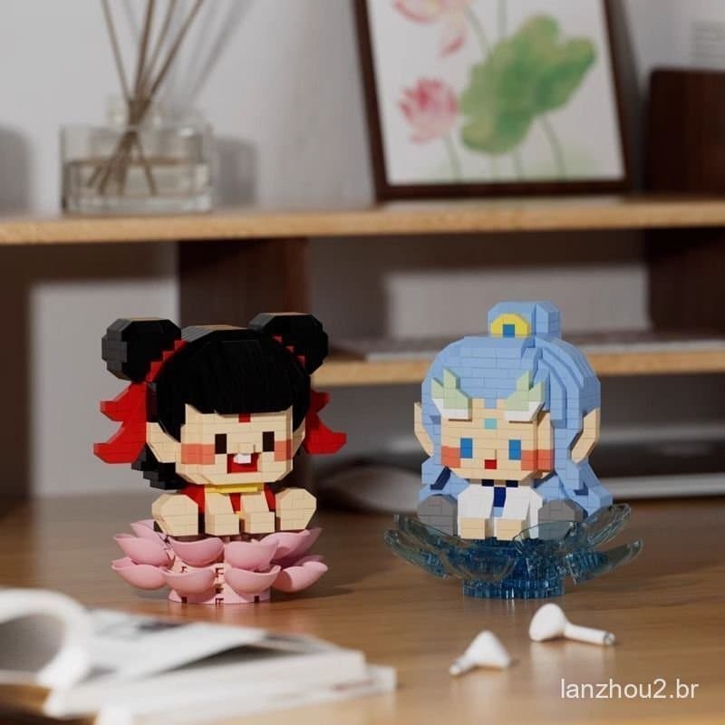 Brinquedo da Moda da Série de Montagem de Micropartículas com Base de Lótus Nezha Ao Bing: Criação Super Divertida