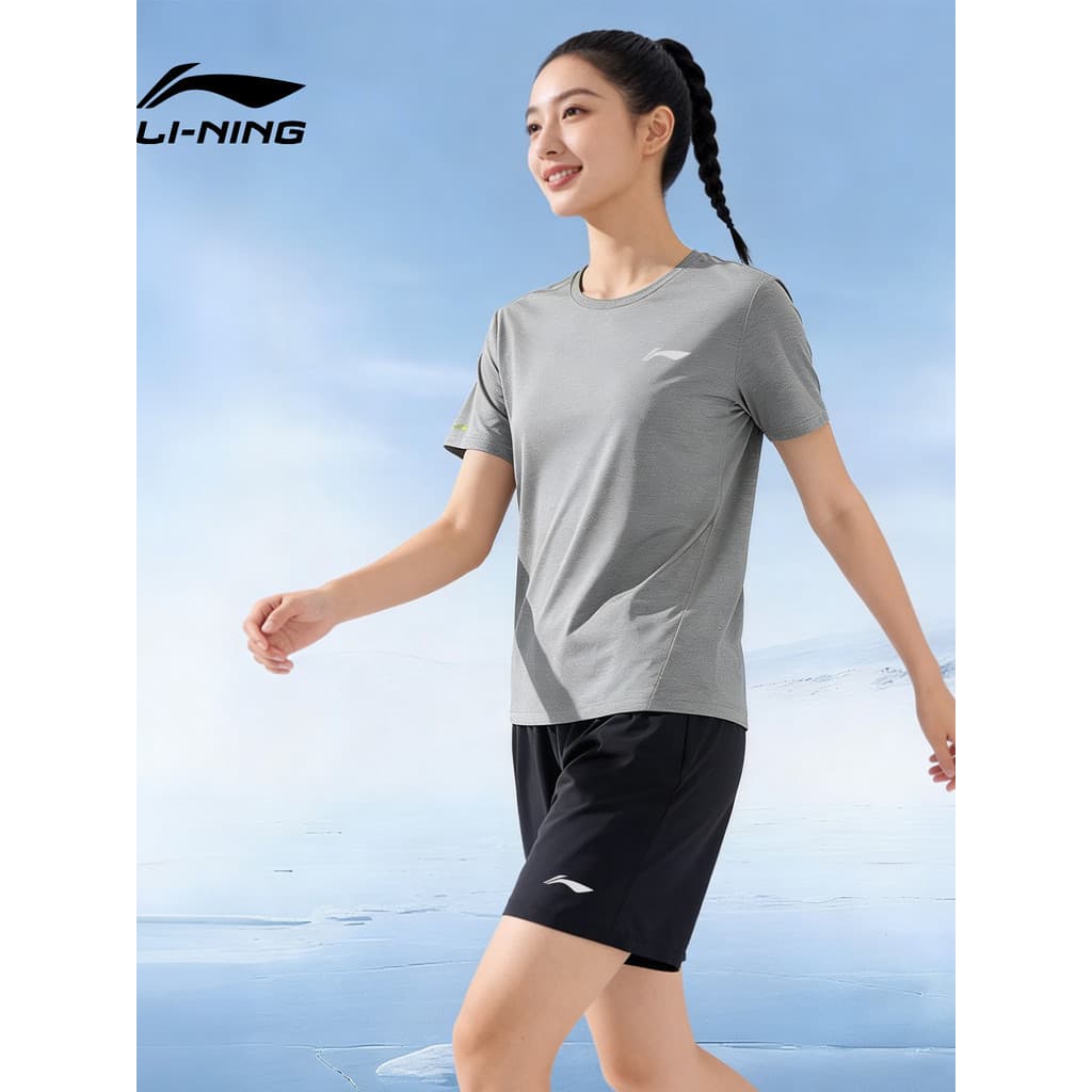 Li Ning camiseta de manga curta de secagem rápida masculina verão novo estilo seda gelo respirável fino Casual esportes