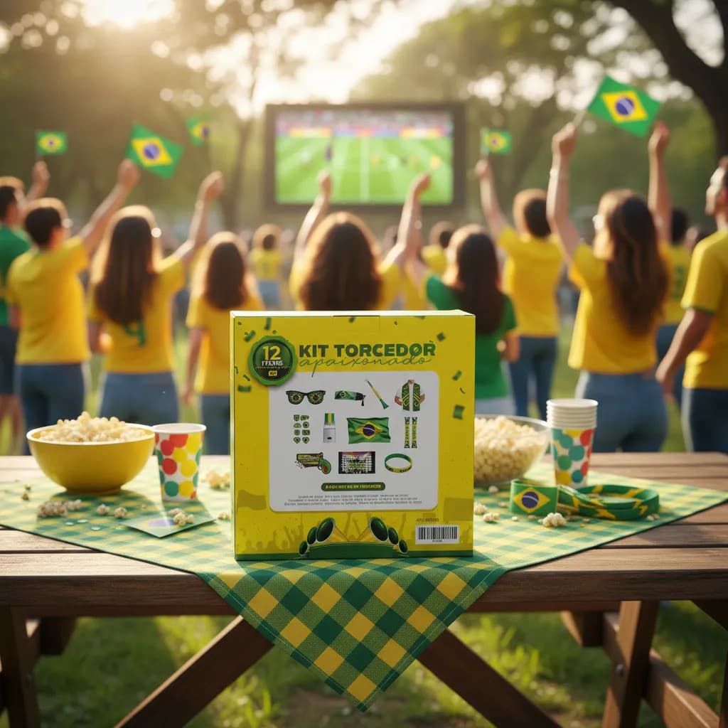Kit Torcedor Brasil Copa Do Mundo 12 Itens Festa Acessórios