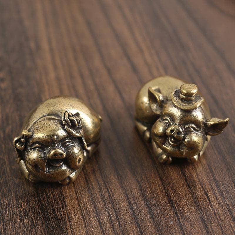 Enfeites de porco de casamento em latão, mesa de chá do zodíaco, cobre puro, porco do zodíaco, sólido, pequenos ornament