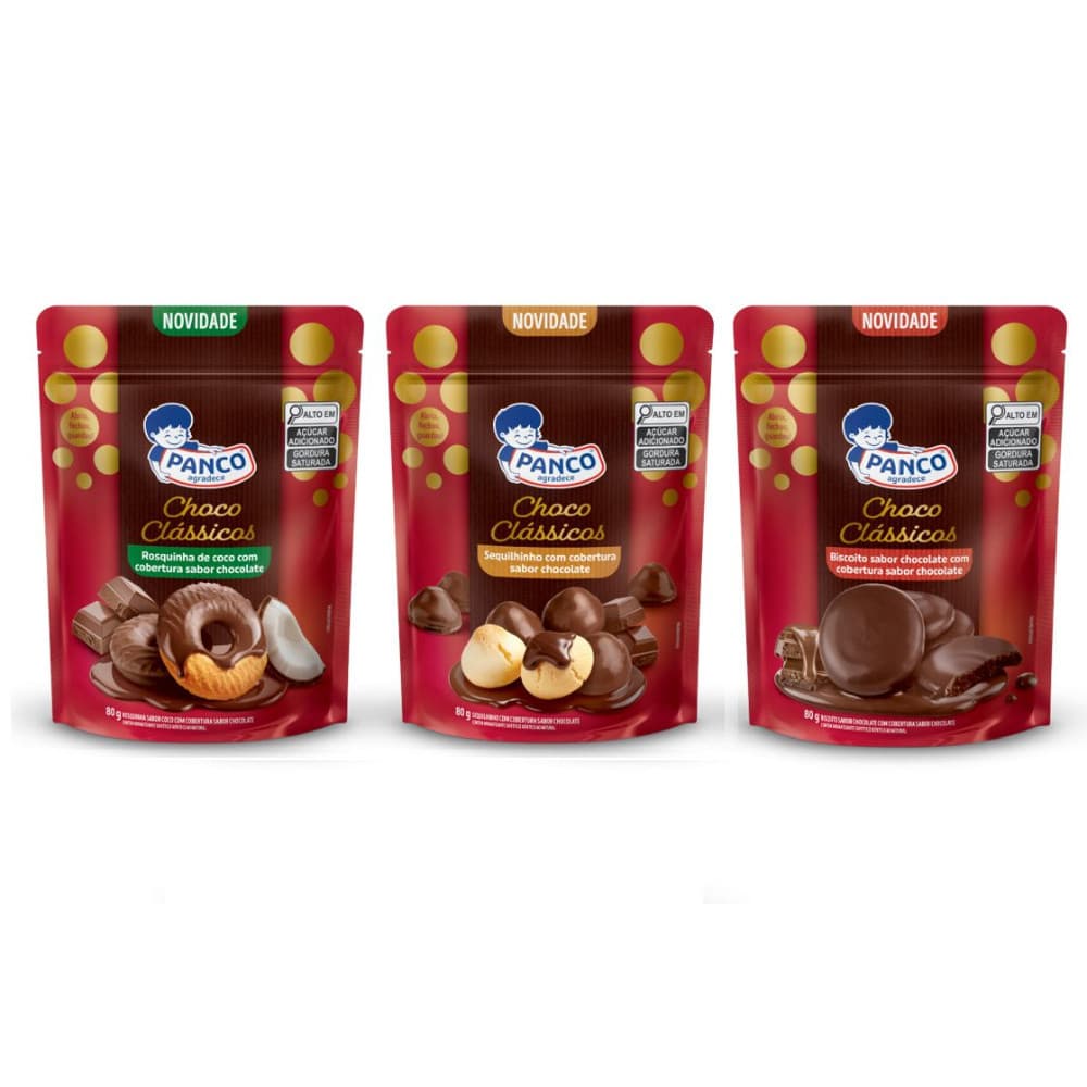 Choco Clássicos Panco Rosquinha, Sequilhinho, Biscoito Chocolate com cobertura de chocolate