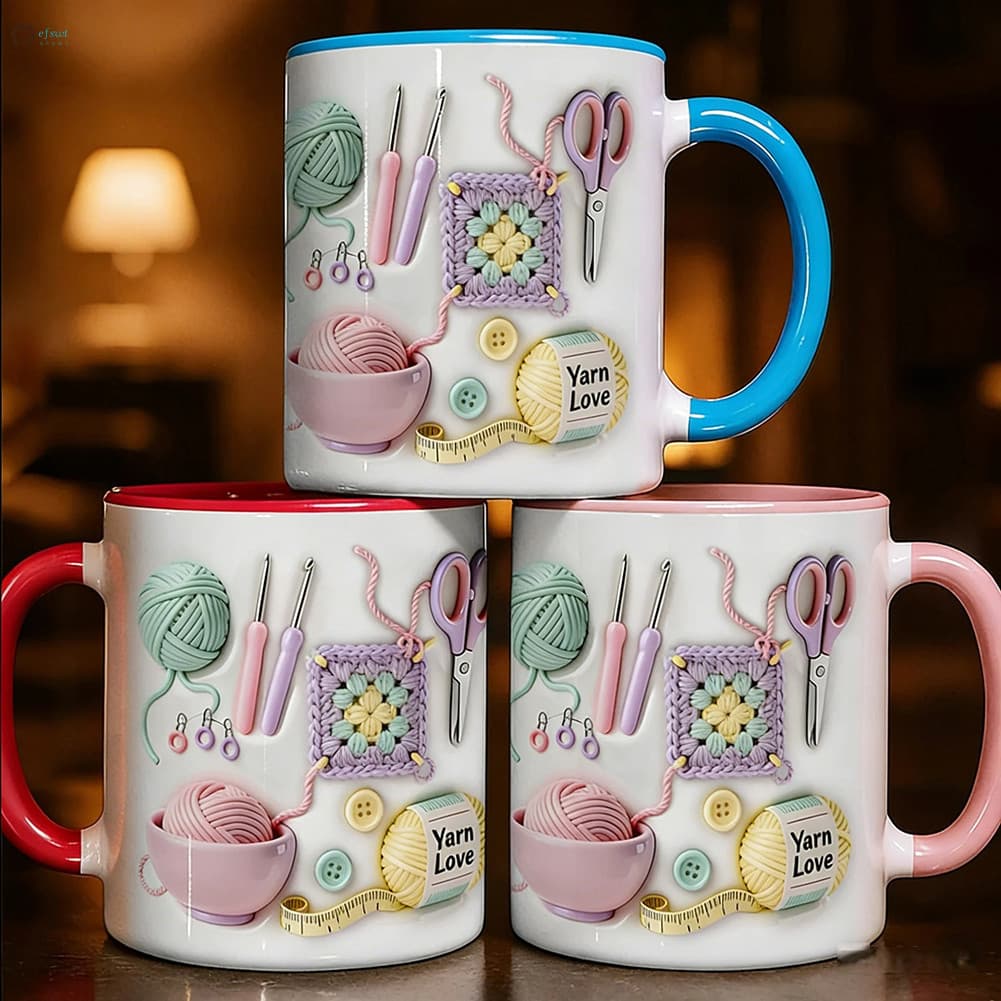 Caneca De Tricô Colorida Versátil Para Café , Chá E Água Relaxante A Tarde
