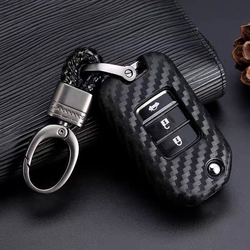 Fibra De Carbono Para Honda Accord Civic CR-V HR HRV Crider Jade Odyssey Tampa Da Chave Do Carro Silicone Capa Caso Chav