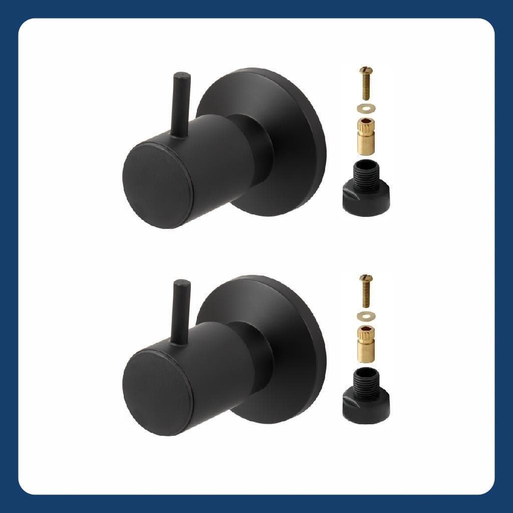 Kit 2 Acabamentos Para Registro Docol Chuveiro Pressão Gaveta C90 Preto Fosco Com Conversor