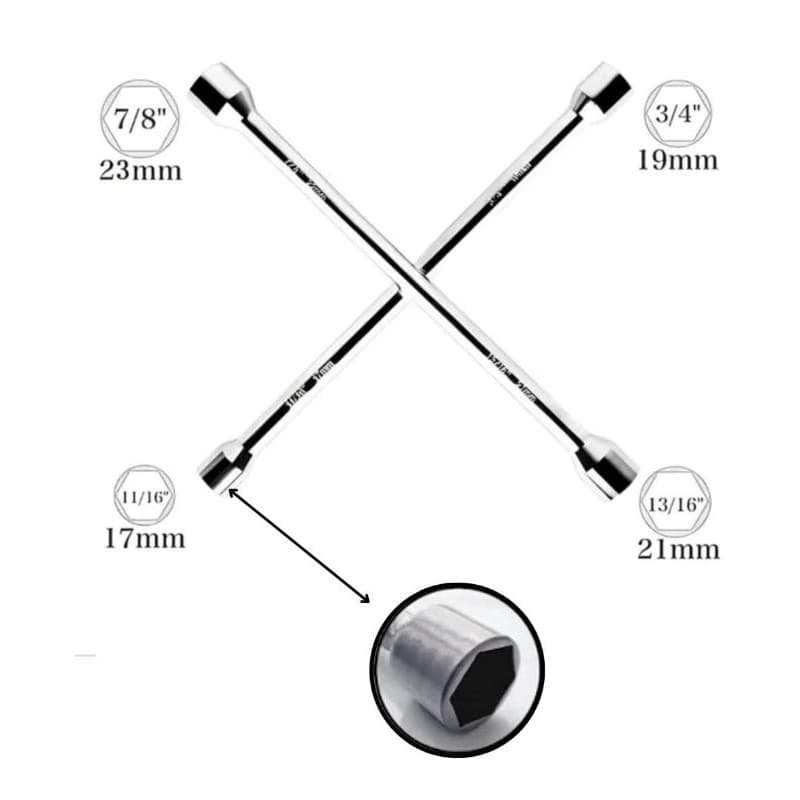 Chave de Roda Cruzada 17mm 19mm 21mm 23mm