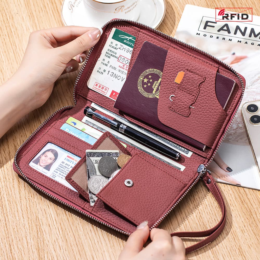 Carteira integrada titular do passaporte Premium saco de passaporte de viagem Ultra-leve couro saco de armazenamento de