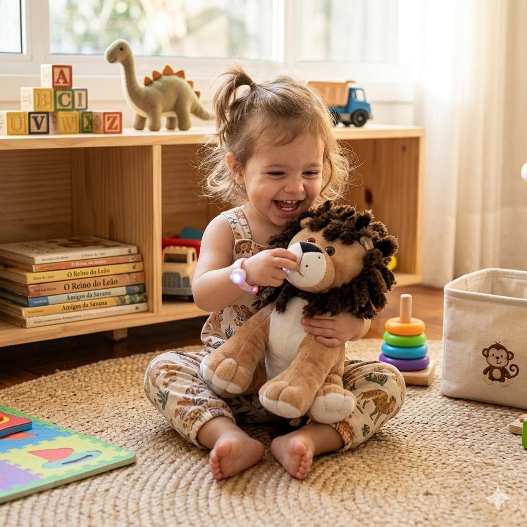 Leão Valente De Pelúcia 35cm G Safari Decoração Quarto Infantil Brinquedo