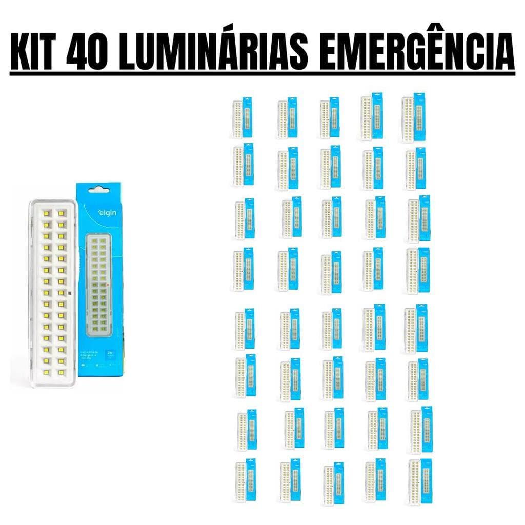 Kit 40 Luminárias De Emergência Elgin 30 Led 48lem30l000 Branco Frio Elgin