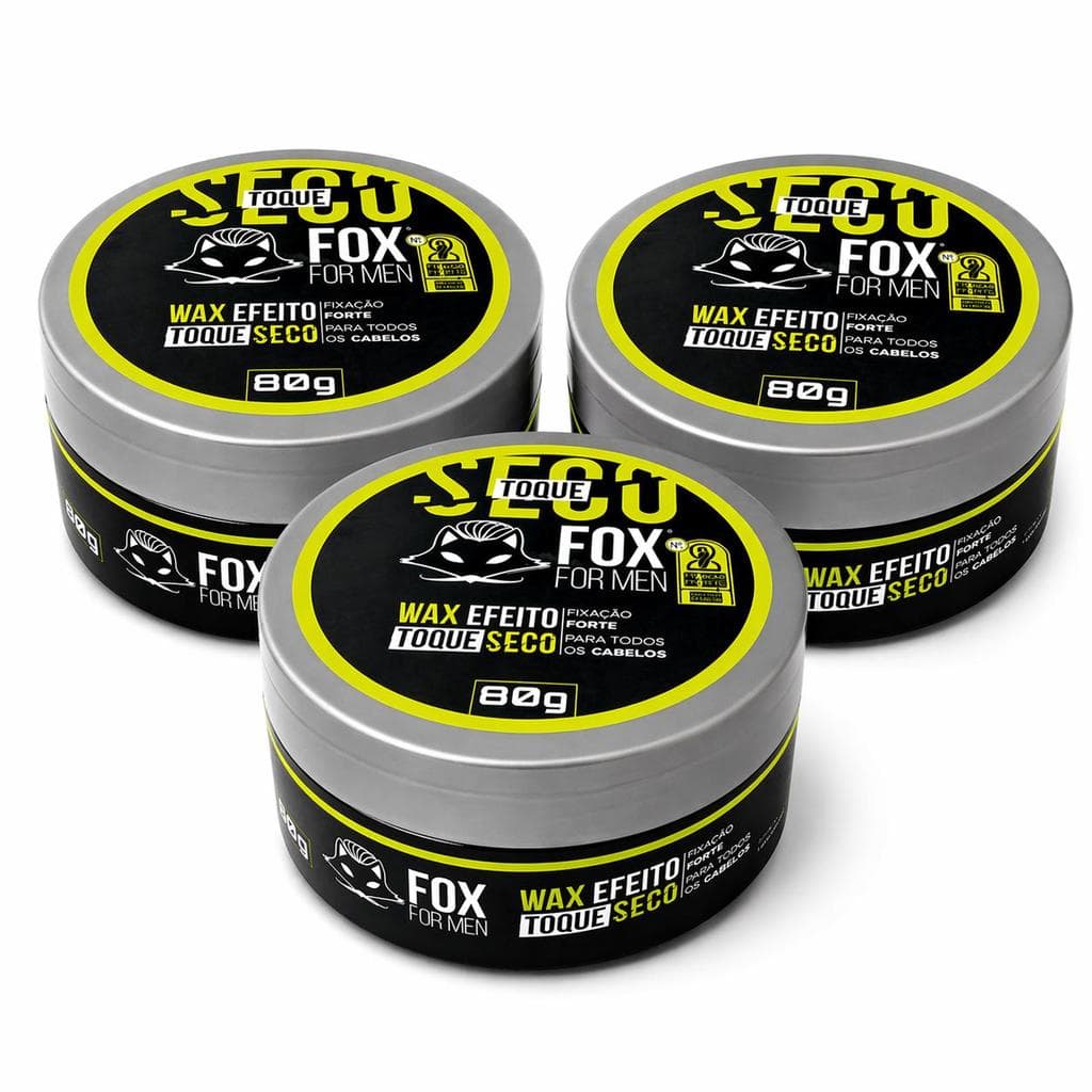 Kit 3 Ceras wax para Cabelo Masculino 80g Fox For Men Toque Seco  Efeito Matte e Fixação Forte